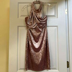 Venus Halter Cocktail Dress – Size Small, Antique Rose Velvet